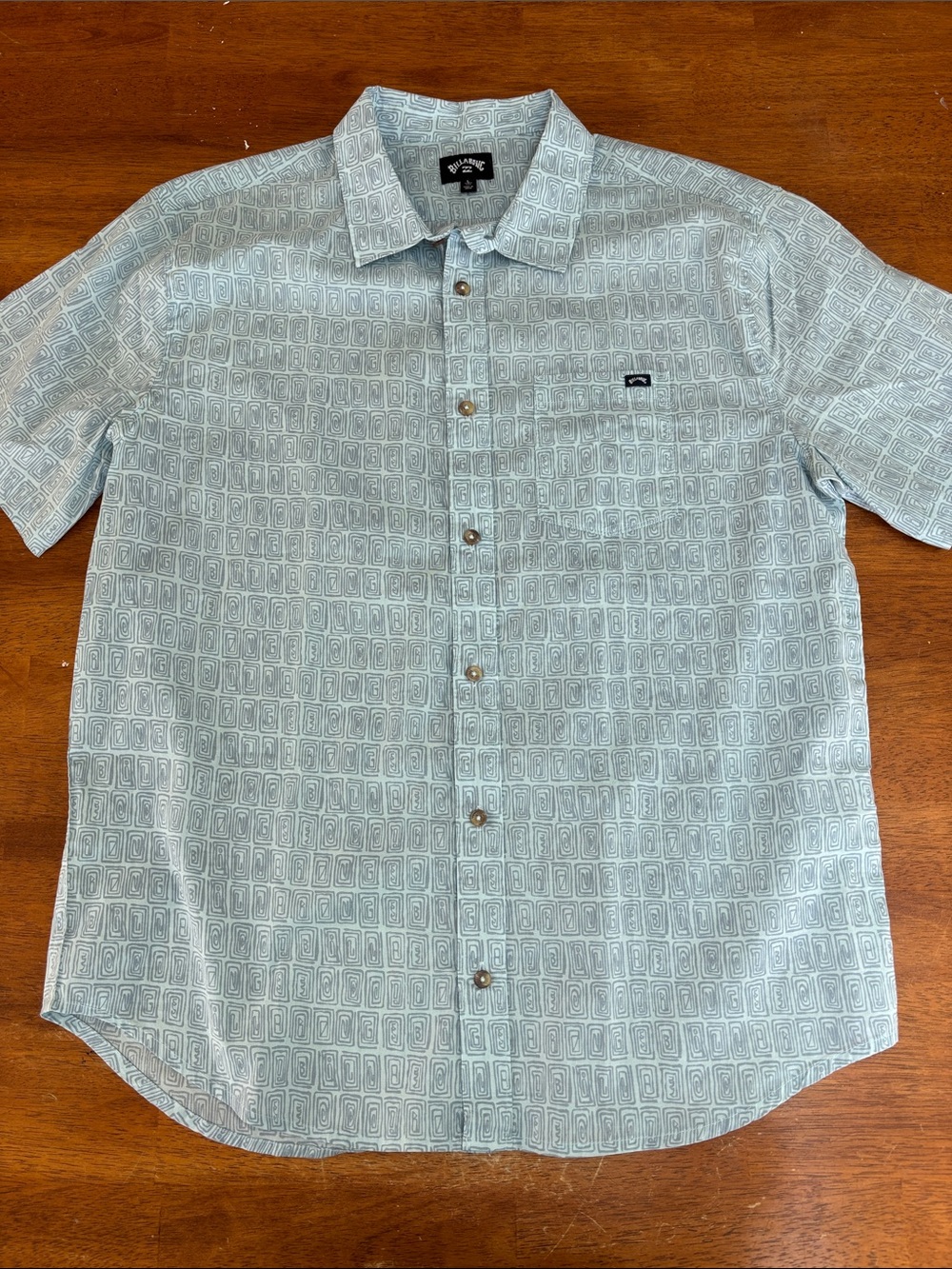 Billabong Aqua Geometric Short-Sleeve Button-Down Shirt